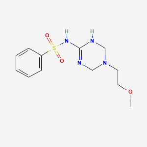 molecular formula C12H18N4O3S B5113361 N-[5-(2-methoxyethyl)-1,4,5,6-tetrahydro-1,3,5-triazin-2-yl]benzenesulfonamide 