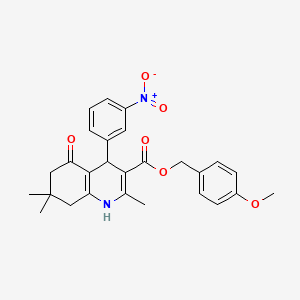 molecular formula C27H28N2O6 B5113374 4-methoxybenzyl 2,7,7-trimethyl-4-(3-nitrophenyl)-5-oxo-1,4,5,6,7,8-hexahydro-3-quinolinecarboxylate 