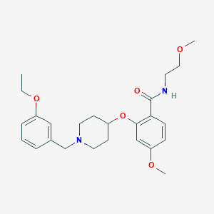 molecular formula C25H34N2O5 B5113390 2-{[1-(3-ethoxybenzyl)-4-piperidinyl]oxy}-4-methoxy-N-(2-methoxyethyl)benzamide 