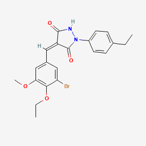 molecular formula C21H21BrN2O4 B5113404 4-(3-bromo-4-ethoxy-5-methoxybenzylidene)-1-(4-ethylphenyl)-3,5-pyrazolidinedione 