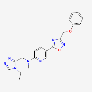 molecular formula C20H21N7O2 B5113410 N-[(4-ethyl-4H-1,2,4-triazol-3-yl)methyl]-N-methyl-5-[3-(phenoxymethyl)-1,2,4-oxadiazol-5-yl]-2-pyridinamine 