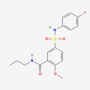 molecular formula C17H19FN2O4S B5113456 5-{[(4-fluorophenyl)amino]sulfonyl}-2-methoxy-N-propylbenzamide 