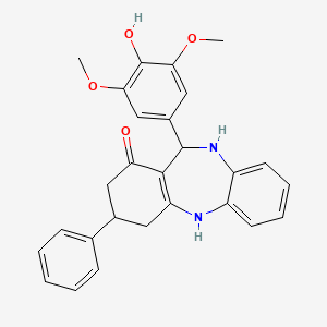 molecular formula C27H26N2O4 B5113464 11-(4-hydroxy-3,5-dimethoxyphenyl)-3-phenyl-2,3,4,5,10,11-hexahydro-1H-dibenzo[b,e][1,4]diazepin-1-one 