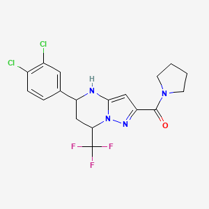 molecular formula C18H17Cl2F3N4O B5113501 5-(3,4-dichlorophenyl)-2-(1-pyrrolidinylcarbonyl)-7-(trifluoromethyl)-4,5,6,7-tetrahydropyrazolo[1,5-a]pyrimidine 