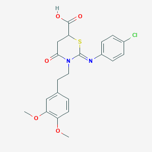 2-[(4-chlorophenyl)imino]-3-[2-(3,4-dimethoxyphenyl)ethyl]-4-oxo-1,3-thiazinane-6-carboxylic acid