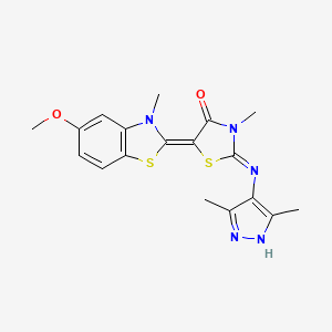 molecular formula C18H19N5O2S2 B5113645 2-[(3,5-dimethyl-1H-pyrazol-4-yl)imino]-5-(5-methoxy-3-methyl-1,3-benzothiazol-2(3H)-ylidene)-3-methyl-1,3-thiazolidin-4-one 