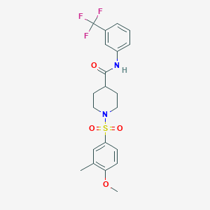 molecular formula C21H23F3N2O4S B5113705 1-[(4-methoxy-3-methylphenyl)sulfonyl]-N-[3-(trifluoromethyl)phenyl]-4-piperidinecarboxamide 
