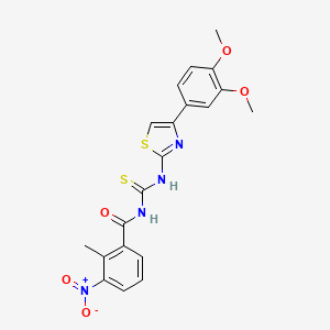 molecular formula C20H18N4O5S2 B5113716 N-({[4-(3,4-dimethoxyphenyl)-1,3-thiazol-2-yl]amino}carbonothioyl)-2-methyl-3-nitrobenzamide 