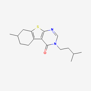 molecular formula C16H22N2OS B5113766 7-methyl-3-(3-methylbutyl)-5,6,7,8-tetrahydro[1]benzothieno[2,3-d]pyrimidin-4(3H)-one 