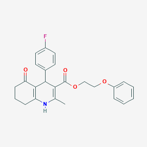 molecular formula C25H24FNO4 B5113791 2-phenoxyethyl 4-(4-fluorophenyl)-2-methyl-5-oxo-1,4,5,6,7,8-hexahydro-3-quinolinecarboxylate 
