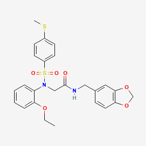 molecular formula C25H26N2O6S2 B5113831 N~1~-(1,3-benzodioxol-5-ylmethyl)-N~2~-(2-ethoxyphenyl)-N~2~-{[4-(methylthio)phenyl]sulfonyl}glycinamide 