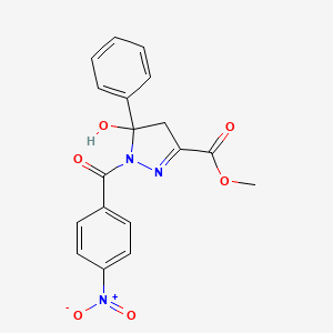 molecular formula C18H15N3O6 B5113872 methyl 5-hydroxy-1-(4-nitrobenzoyl)-5-phenyl-4,5-dihydro-1H-pyrazole-3-carboxylate 