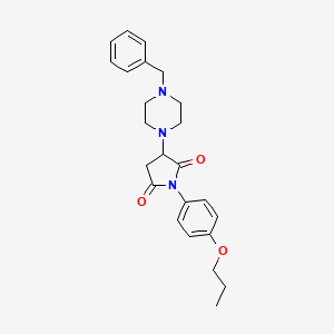 molecular formula C24H29N3O3 B5113911 3-(4-benzyl-1-piperazinyl)-1-(4-propoxyphenyl)-2,5-pyrrolidinedione CAS No. 5560-02-1