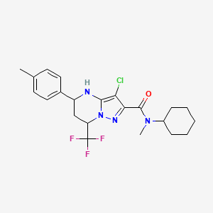 molecular formula C22H26ClF3N4O B5113968 3-chloro-N-cyclohexyl-N-methyl-5-(4-methylphenyl)-7-(trifluoromethyl)-4,5,6,7-tetrahydropyrazolo[1,5-a]pyrimidine-2-carboxamide 