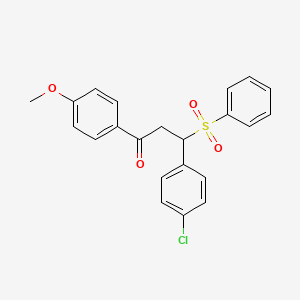 molecular formula C22H19ClO4S B5113985 3-(4-chlorophenyl)-1-(4-methoxyphenyl)-3-(phenylsulfonyl)-1-propanone 