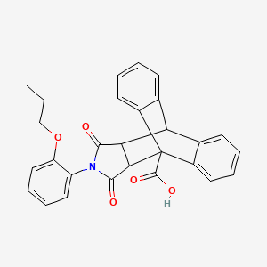 molecular formula C28H23NO5 B5113990 16,18-dioxo-17-(2-propoxyphenyl)-17-azapentacyclo[6.6.5.0~2,7~.0~9,14~.0~15,19~]nonadeca-2,4,6,9,11,13-hexaene-1-carboxylic acid 