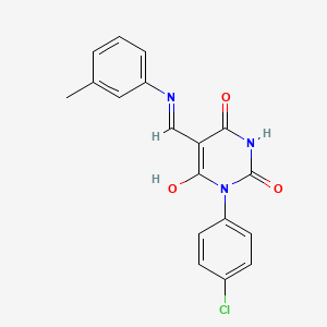 molecular formula C18H14ClN3O3 B5114069 1-(4-chlorophenyl)-5-{[(3-methylphenyl)amino]methylene}-2,4,6(1H,3H,5H)-pyrimidinetrione 