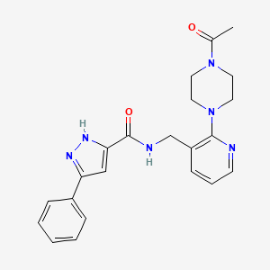 molecular formula C22H24N6O2 B5114071 N-{[2-(4-acetyl-1-piperazinyl)-3-pyridinyl]methyl}-3-phenyl-1H-pyrazole-5-carboxamide 