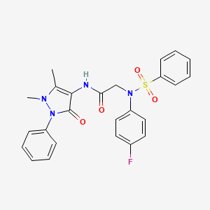 molecular formula C25H23FN4O4S B5114084 N~1~-(1,5-dimethyl-3-oxo-2-phenyl-2,3-dihydro-1H-pyrazol-4-yl)-N~2~-(4-fluorophenyl)-N~2~-(phenylsulfonyl)glycinamide 
