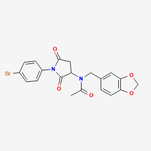 molecular formula C20H17BrN2O5 B5114112 N-(1,3-benzodioxol-5-ylmethyl)-N-[1-(4-bromophenyl)-2,5-dioxo-3-pyrrolidinyl]acetamide 