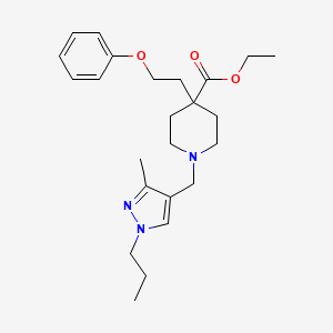 molecular formula C24H35N3O3 B5114154 ethyl 1-[(3-methyl-1-propyl-1H-pyrazol-4-yl)methyl]-4-(2-phenoxyethyl)-4-piperidinecarboxylate 