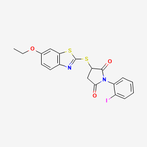 molecular formula C19H15IN2O3S2 B5114177 3-[(6-ethoxy-1,3-benzothiazol-2-yl)thio]-1-(2-iodophenyl)-2,5-pyrrolidinedione 