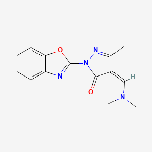 molecular formula C14H14N4O2 B5114182 2-(1,3-benzoxazol-2-yl)-4-[(dimethylamino)methylene]-5-methyl-2,4-dihydro-3H-pyrazol-3-one 