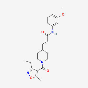 molecular formula C22H29N3O4 B5114286 3-{1-[(3-ethyl-5-methyl-4-isoxazolyl)carbonyl]-4-piperidinyl}-N-(3-methoxyphenyl)propanamide 