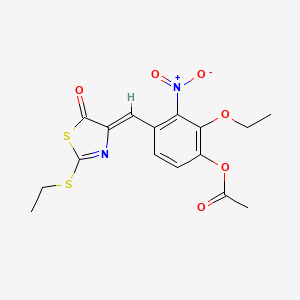 2-ethoxy-4-{[2-(ethylthio)-5-oxo-1,3-thiazol-4(5H)-ylidene]methyl}-3-nitrophenyl acetate