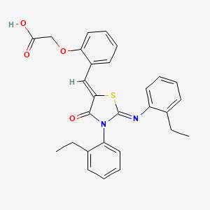 [2-({3-(2-ethylphenyl)-2-[(2-ethylphenyl)imino]-4-oxo-1,3-thiazolidin-5-ylidene}methyl)phenoxy]acetic acid