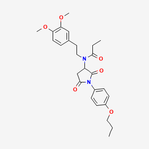 molecular formula C26H32N2O6 B5114469 N-[2-(3,4-dimethoxyphenyl)ethyl]-N-[2,5-dioxo-1-(4-propoxyphenyl)-3-pyrrolidinyl]propanamide 