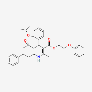 2-phenoxyethyl 4-(2-isopropoxyphenyl)-2-methyl-5-oxo-7-phenyl-1,4,5,6,7,8-hexahydro-3-quinolinecarboxylate