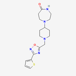 molecular formula C17H23N5O2S B5114640 1-(1-{[3-(2-thienyl)-1,2,4-oxadiazol-5-yl]methyl}-4-piperidinyl)-1,4-diazepan-5-one 