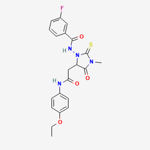 N-(5-{2-[(4-ethoxyphenyl)amino]-2-oxoethyl}-3-methyl-4-oxo-2-thioxo-1-imidazolidinyl)-3-fluorobenzamide