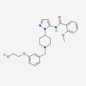 molecular formula C25H30N4O4 B5114752 N-(1-{1-[3-(2-hydroxyethoxy)benzyl]-4-piperidinyl}-1H-pyrazol-5-yl)-2-methoxybenzamide 