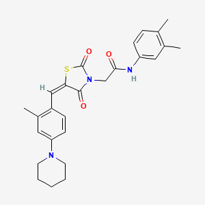 N-(3,4-dimethylphenyl)-2-{5-[2-methyl-4-(1-piperidinyl)benzylidene]-2,4-dioxo-1,3-thiazolidin-3-yl}acetamide