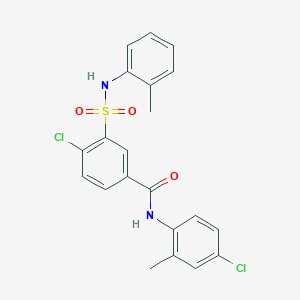 molecular formula C21H18Cl2N2O3S B5114877 4-chloro-N-(4-chloro-2-methylphenyl)-3-{[(2-methylphenyl)amino]sulfonyl}benzamide 