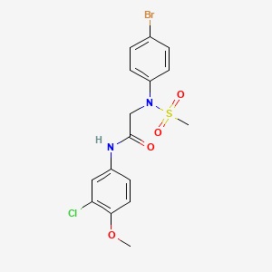 molecular formula C16H16BrClN2O4S B5115028 N~2~-(4-bromophenyl)-N~1~-(3-chloro-4-methoxyphenyl)-N~2~-(methylsulfonyl)glycinamide 