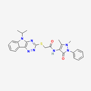 molecular formula C25H25N7O2S B5115072 N-(1,5-dimethyl-3-oxo-2-phenyl-2,3-dihydro-1H-pyrazol-4-yl)-2-[(5-isopropyl-5H-[1,2,4]triazino[5,6-b]indol-3-yl)thio]acetamide 