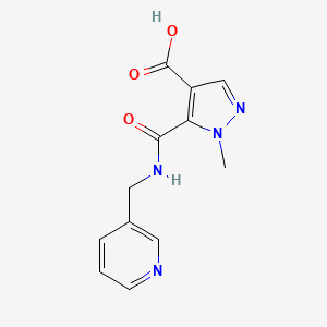 molecular formula C12H12N4O3 B5115088 1-methyl-5-{[(3-pyridinylmethyl)amino]carbonyl}-1H-pyrazole-4-carboxylic acid 