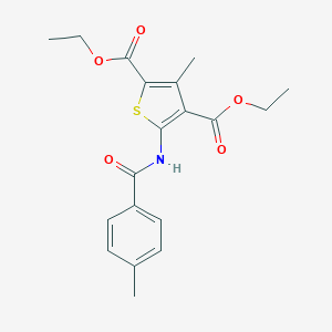 molecular formula C19H21NO5S B511516 Diethyl 3-methyl-5-(4-methylbenzamido)thiophene-2,4-dicarboxylate CAS No. 300826-14-6
