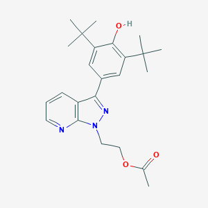 molecular formula C24H31N3O3 B051152 2-(3-(3,5-Di-tert-butyl-4-hydroxyphenyl)-1H-pyrazolo(3,4-b)pyridin-1-yl)ethyl acetate CAS No. 114319-11-8