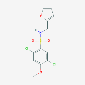 molecular formula C12H11Cl2NO4S B511525 2,5-dichloro-N-(2-furylmethyl)-4-methoxybenzenesulfonamide CAS No. 433953-33-4