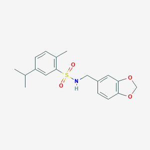 molecular formula C18H21NO4S B511526 N-(1,3-benzodioxol-5-ylmethyl)-5-isopropyl-2-methylbenzenesulfonamide CAS No. 433956-30-0