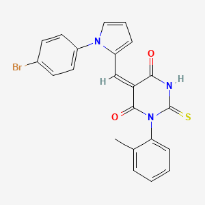 molecular formula C22H16BrN3O2S B5115287 5-{[1-(4-bromophenyl)-1H-pyrrol-2-yl]methylene}-1-(2-methylphenyl)-2-thioxodihydro-4,6(1H,5H)-pyrimidinedione 
