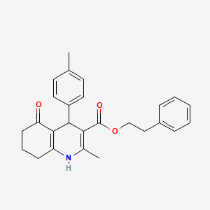 molecular formula C26H27NO3 B5115338 2-phenylethyl 2-methyl-4-(4-methylphenyl)-5-oxo-1,4,5,6,7,8-hexahydro-3-quinolinecarboxylate 