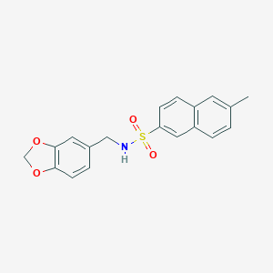molecular formula C19H17NO4S B511536 N-(1,3-benzodioxol-5-ylmethyl)-6-methyl-2-naphthalenesulfonamide CAS No. 496014-58-5