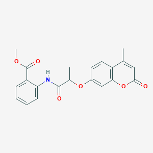 molecular formula C21H19NO6 B5115366 methyl 2-({2-[(4-methyl-2-oxo-2H-chromen-7-yl)oxy]propanoyl}amino)benzoate 