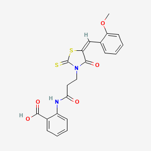 molecular formula C21H18N2O5S2 B5115387 2-({3-[5-(2-methoxybenzylidene)-4-oxo-2-thioxo-1,3-thiazolidin-3-yl]propanoyl}amino)benzoic acid 