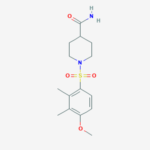 molecular formula C15H22N2O4S B511543 1-((4-Methoxy-2,3-dimethylphenyl)sulfonyl)piperidine-4-carboxamide CAS No. 691380-75-3